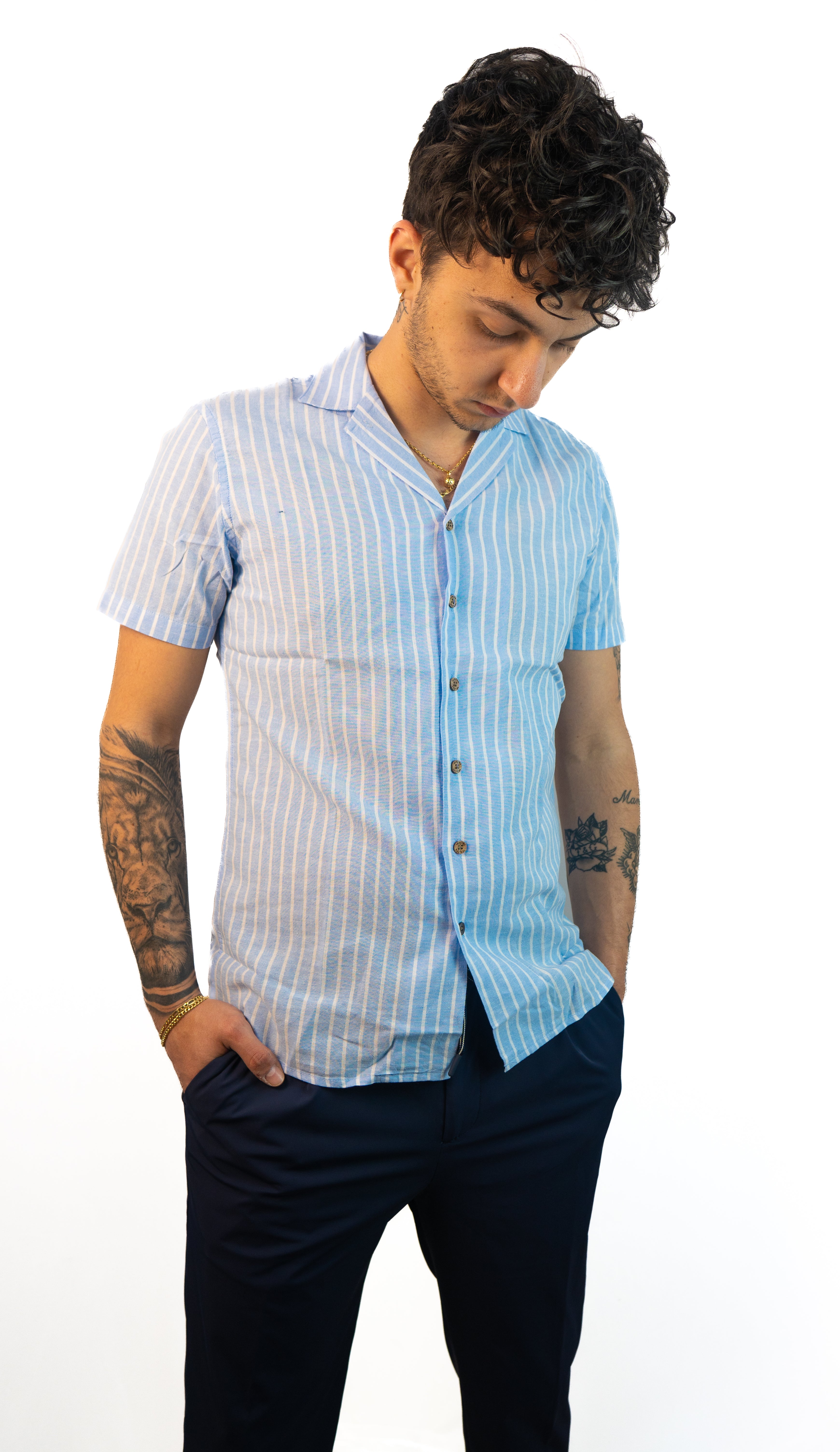 Camicia Cotone Lino Righe